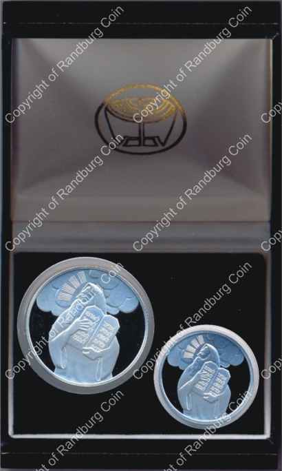 Israel 2005 Silver 1 and 2 Sheq set Biblical Art Moses inrev