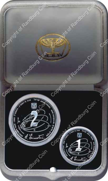Israel 2005 Silver 1 and 2 Sheq set Einsteins Year inob