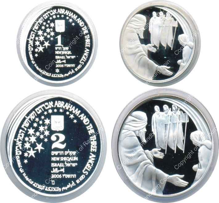 Israel 2006 Silver 1 and 2 Sheq set Biblical Art Abraham all