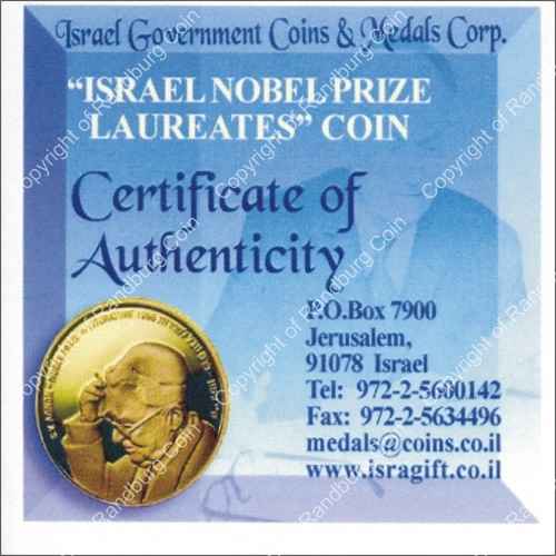 Israel 2008 Silver 1 and 2 Sheq set Nobel Prize Laureates cert