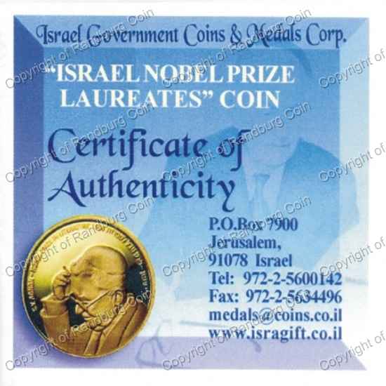 Israel 2008 silver Proof 2 New Sheqalim Nobel Prize Laureates cert