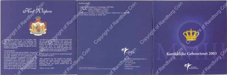 Netherlands 2003 Royal Birth mint set with silver medallion backall