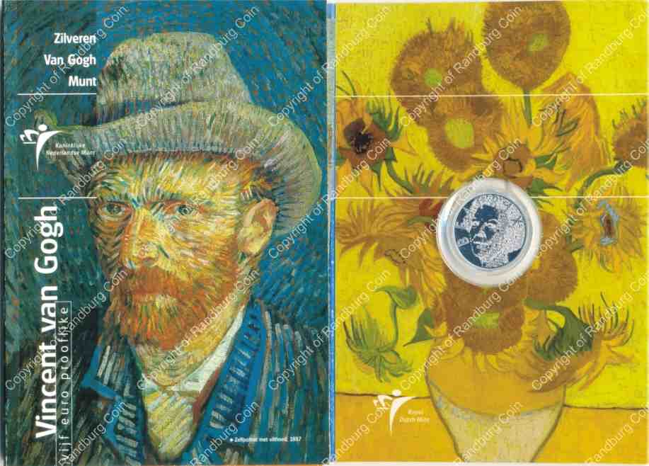 Netherlands 2003 Silver PL 5 Euros Van Gogh ob