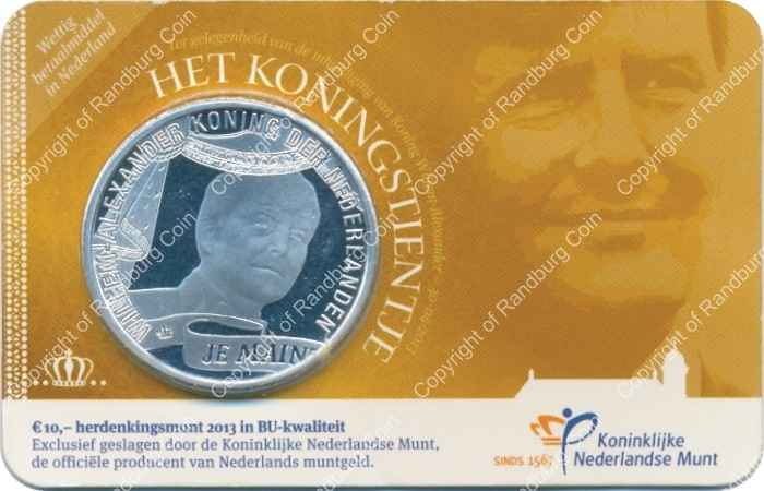 Netherlands 2013 10 Euro BU in card ob