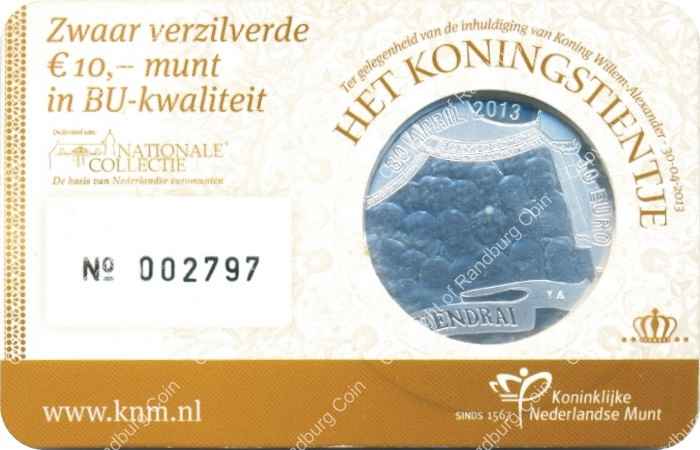 Netherlands 2013 10 Euro BU in card rev