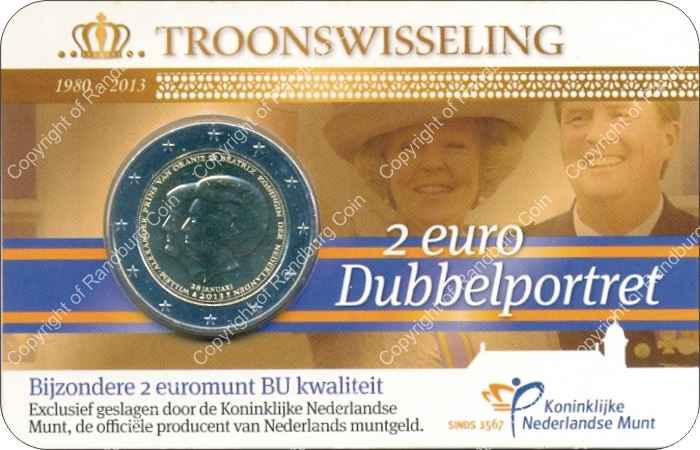 Netherlands 2013 2 Euro BU Dubbelportret in card ob