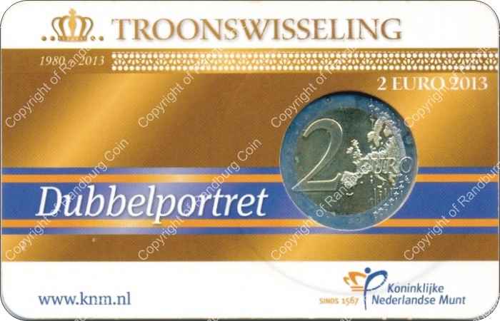 Netherlands 2013 2 Euro BU Dubbelportret in card rev