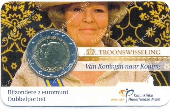 Netherlands 2013 2 Euro Dubbelportret in card ob