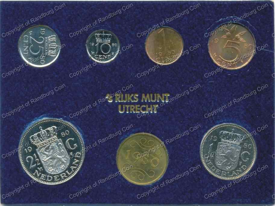 Netherlands Utrecht 1980 Mint set with medallion rev