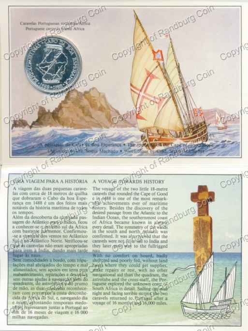 Portugal 1988 Africa Unveiled Cape of Good Hope Silver 100 Escudos rev