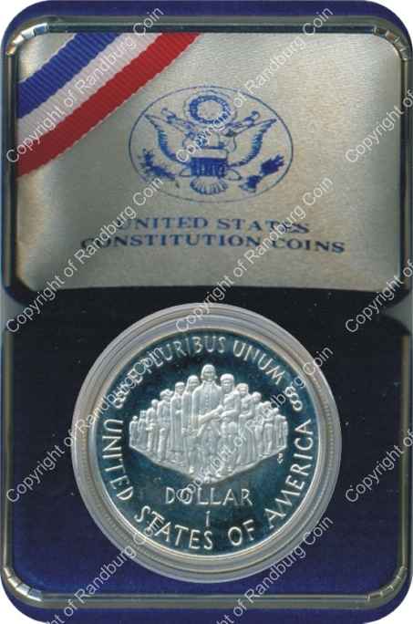 USA 1987 Proof silver dollar box ob