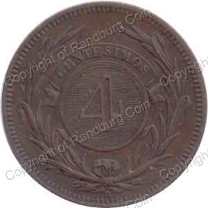 Uruguay_1869_4_Centesimes_rev